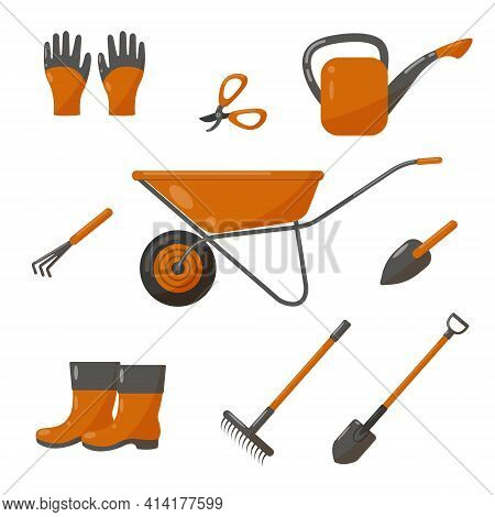 Gardening Groundworks Tools. Vector Illustration Isolated On A White Background