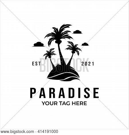 Three Coconut Tree Vector Logo Minimalist Illustration Vintage Design