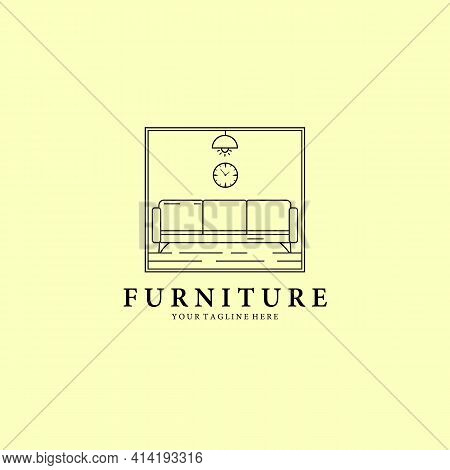 Furniture Sofa Line Art Logo Vector Illustration Design