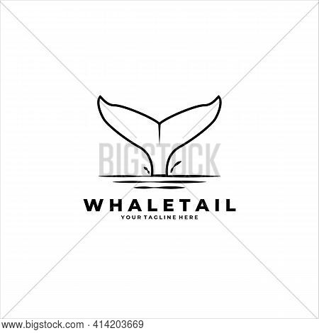 Whale Tail Line Art Minimalist Vector Logo Illustration Design
