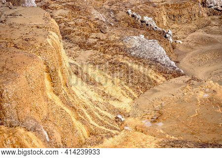 Travertine Terraces, Mammoth Hot Springs In Yellowstone