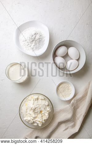 Ingredients For Cooking Basque Spanish Burnt Saint Sebastian Cheesecake. Baking Products - Cream Che