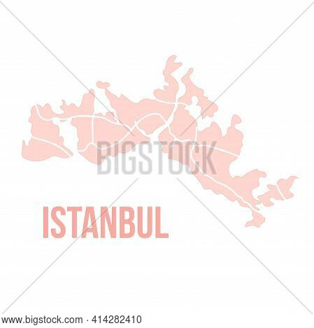 Istanbul Constantinopol Map Silhouette Administrative Division, Vector Map Isolated On White Backgro
