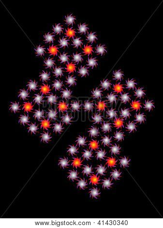 Composição abstrata de cor com um Purplestars em um fundo preto