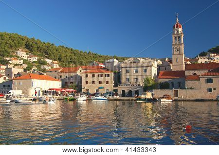 Picturesque superb view of village Pucisca on Brac island, Croatia