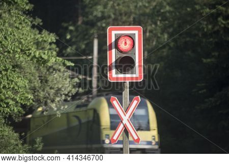 Railroad Crossing In Train Traffic