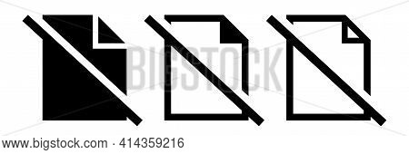 No File Document Icons Set. Delete File Symbol.