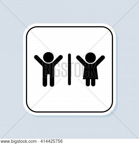 Restroom Sticker. Male And Female Toilet Symbol. Wc Icon. Man And Woman. Restroom Wc Sign. Bathroom 