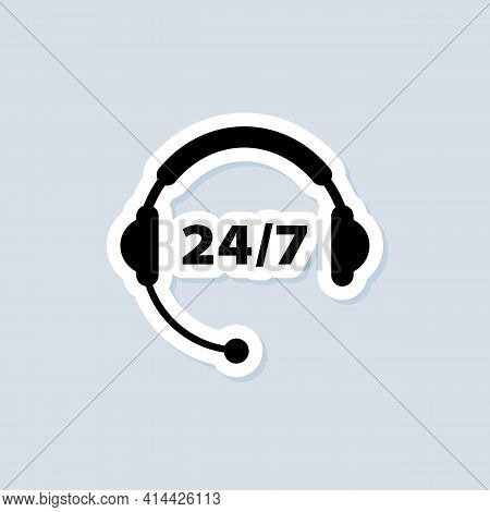Support Service Sticker. Hotline Icon. Customer Support Helpdesk Logo Symbol, Assistant Operator Pho