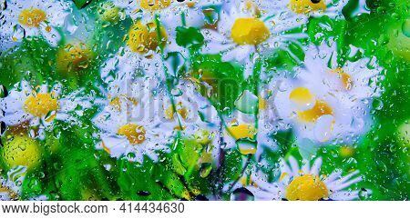Abstract Colorful Background, Abstract Colorful Background With Bubbles, Water Drops On A Glass, Col