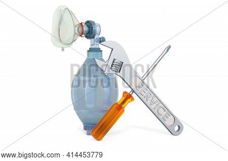 Service And Repair Of Bag Valve Mask, 3d Rendering Isolated On White Background