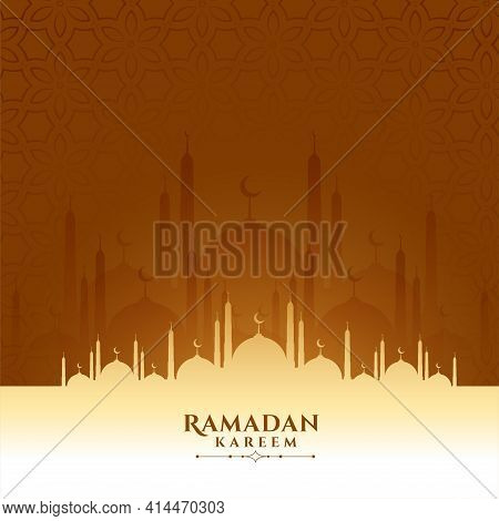 Ramadan Kareem And Eid Festival Mosque Greeting Design