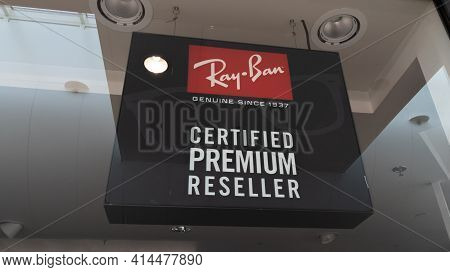 Bordeaux , Aquitaine France - 03 25 2021 : Ray-ban Certified Premium Reseller Sign Text And Logo Sto