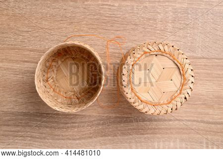 Thai Handicraft Woven Bamboo Container For Packing Steamed Sticky Rice Or Decoration Made From Vario