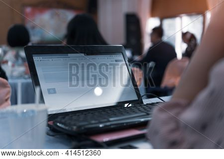 Teacher Groups Computer Training Technology Or Coding Application In Smartphone With Laptop For Deve