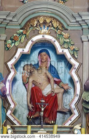 SVETI PETAR MREZNICKI, CROATIA - JULY 14, 2013: Altar of Our Lady of Sorrows in the Parish Church of St. Peter in Sveti Petar Mreznicki, Croatia