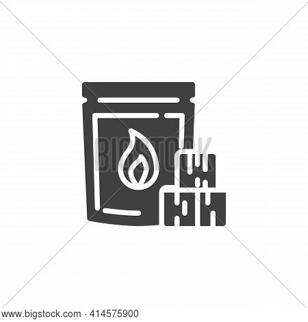 Charcoal Bag Vector Icon. Filled Flat Sign For Mobile Concept And Web Design. Bbq Charcoal Briquette