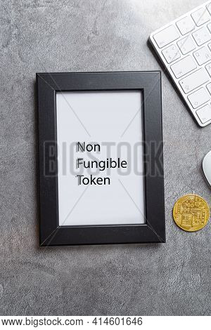 Crypto Art Concept. Blockchain Called Nfts. Digital Collectibles For Cryptocurrencies. Non-fungible