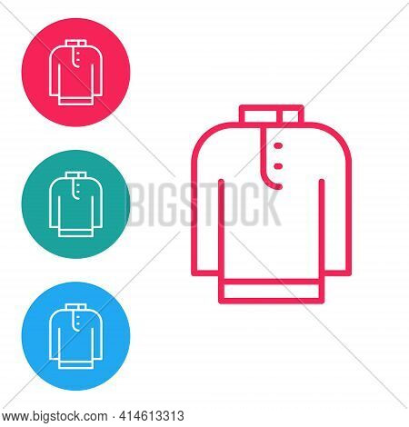 Red Line Shirt Kurta Icon Isolated On White Background. Set Icons In Circle Buttons. Vector