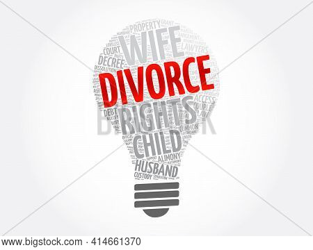Divorce Bulb Word Cloud Collage, Law Concept Background