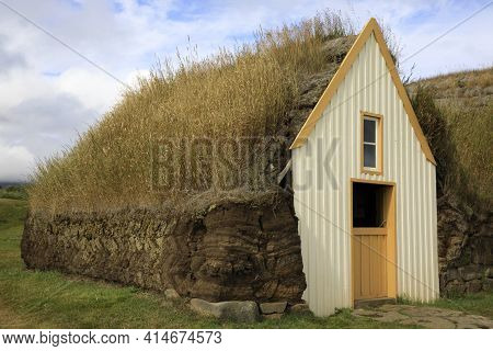 Akureyri / Iceland - August 26, 2017: Typical Houses In Laufas Folk Museum Area, Iceland, Europe