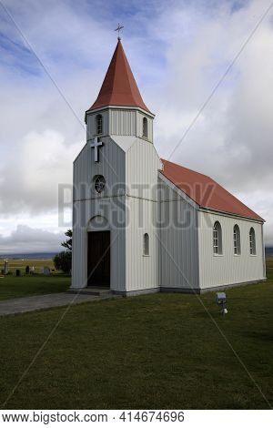Akureyri / Iceland - August 26, 2017: The Church In Laufas Folk Museum Area, Iceland, Europe