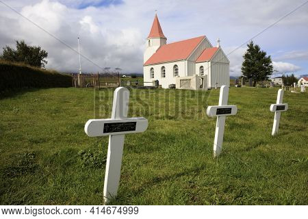 Akureyri / Iceland - August 26, 2017: A Cemetery In Laufas Folk Museum Area, Iceland, Europe