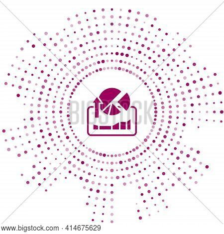 Purple Stocks Market Growth Graphs And Money Icon Isolated On White Background. Monitor With Stock C