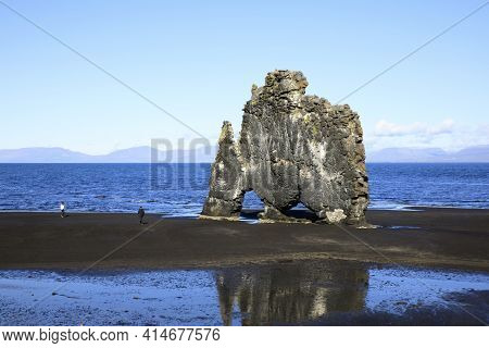 Vatnsnes / Iceland - August 27, 2017: The Hvitserkur Rock In Vatnsnes Peninsula, Iceland, Europe