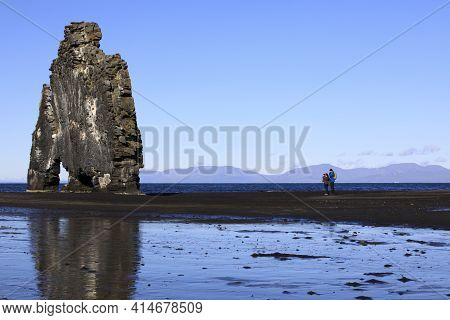 Vatnsnes / Iceland - August 27, 2017: The Hvitserkur Rock In Vatnsnes Peninsula, Iceland, Europe