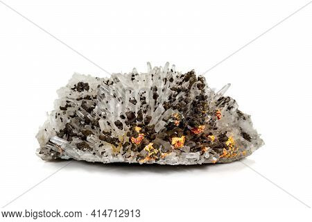 Macro Of Realgar Mineral Stone On White Background