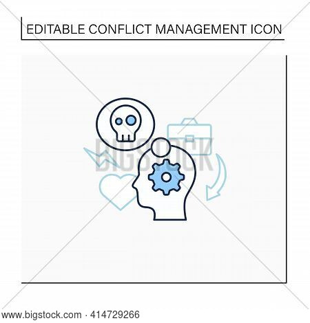 Stress Management Line Icon.controlling Person Stress Level. Avoid Stressful Situations. Conflict Ma