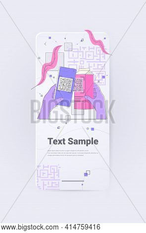 Hands Scanning Qr Code On Milk Package Electronic Digital Technology Definition Of Product Informati