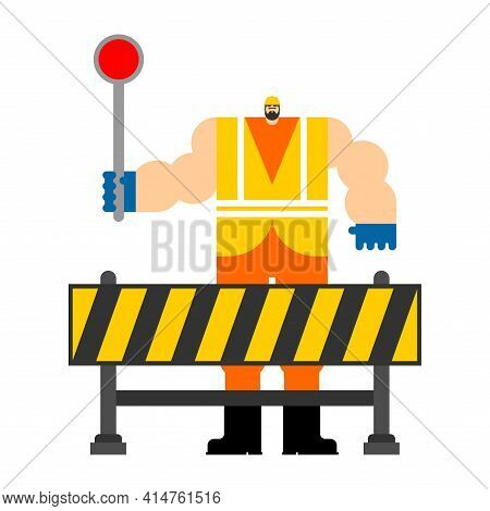 Road Worker Isolated. Roadman Vector Illustration. Service Asphalt Repair