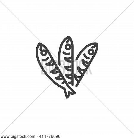 Sprat Fish Line Icon. Linear Style Sign For Mobile Concept And Web Design. Sprat Seafood Outline Vec