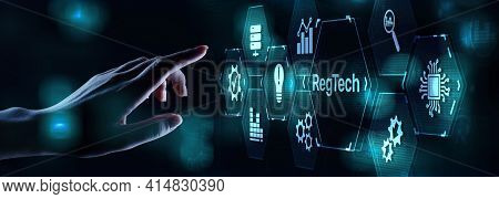 Regtech Regulation And Supervision Technology Concept On Virtual Screen
