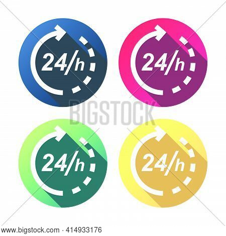 24 Hours Clock Sign Vector Isolated On White Background