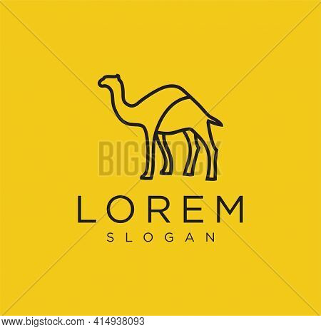 Camel Logo Simple Unique Line Flat Icon Design Vector Stock