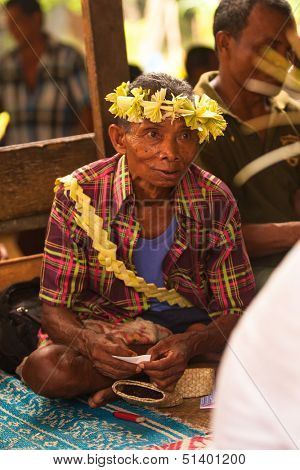 BERDUT, MALAYSIA - APR 8: Unidentified man Orang Asli in his village on Apr 8, 2013 in Berdut, Malaysia. More than 76% of all Orang Asli live below the poverty line, life expectancy - 53 years old.