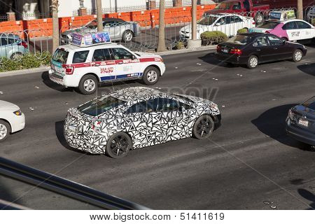 Cadillac Elr Testing On A Hot Day On The Strip In Las Vegas, Nv On June 26, 2013