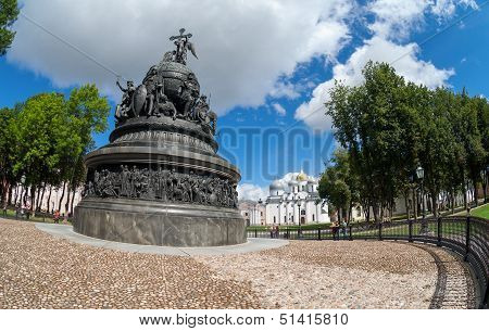 Novgorod - August 10: Monument To The 1000Th Anniversary Of Russia On August 10, 2013 In Velikiy Nov