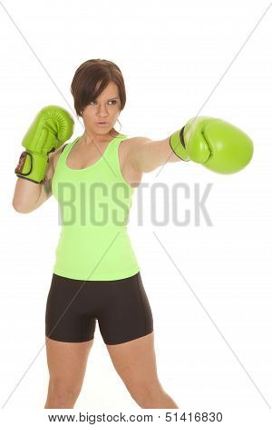 Woman Boxer Green Punch