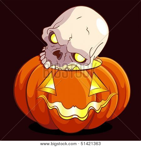 Halloween pumpkin and scull