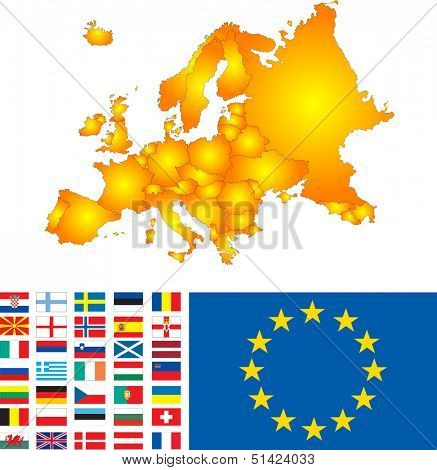 Europe map with flags vector image
