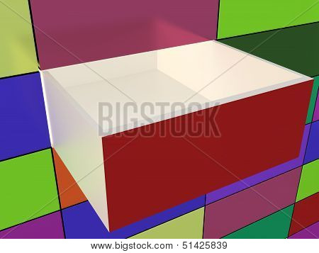 Abstract wall and opened box