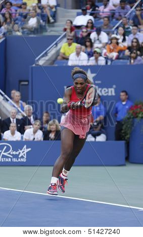 Seventeen times Grand Slam champion Serena Williams during her final match at US Open 2013
