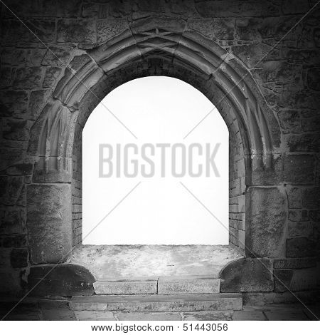 Gothic stone gate with space for your text. 