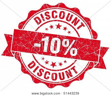 Discount 10% Red Grunge Stamp