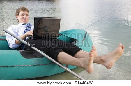 Dressed Man Lay Over Boat