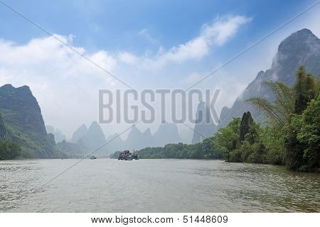 Lijiang River In Misty And Cloud